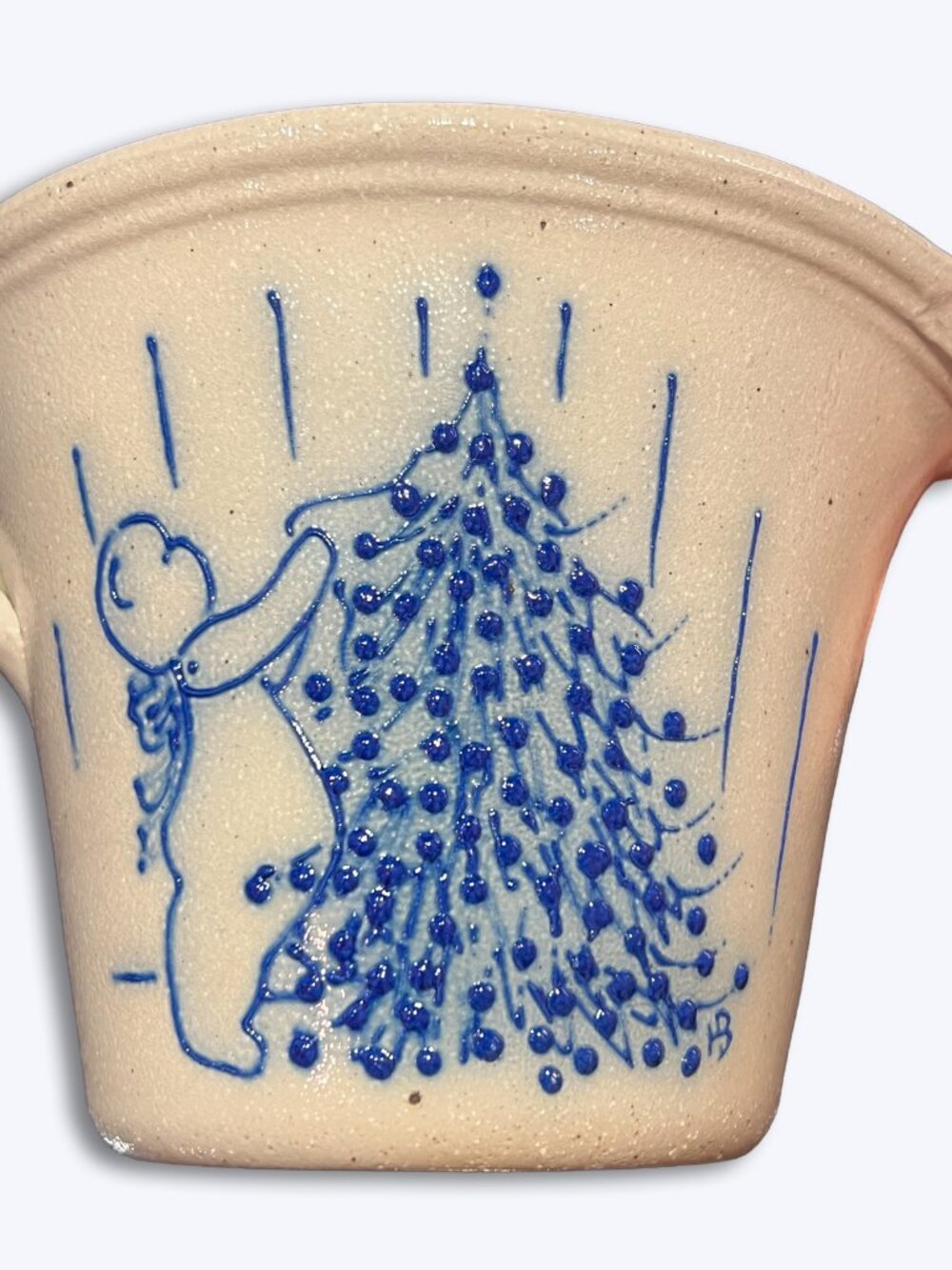 Helen Berg Salmon Falls Stoneware Batter Bowl Bear Decorating Christmas Tree HB